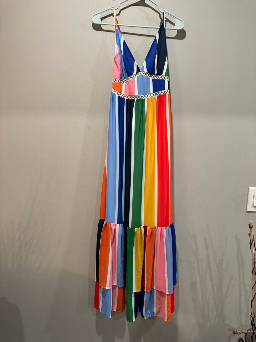 Rainbow Striped Maxi Dress Size S Multicolor